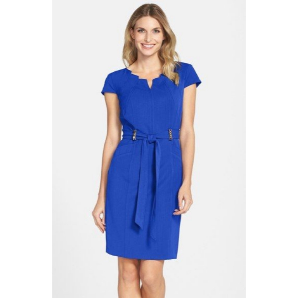 Ellen Tracy cobalt belted sheath dress size 8
